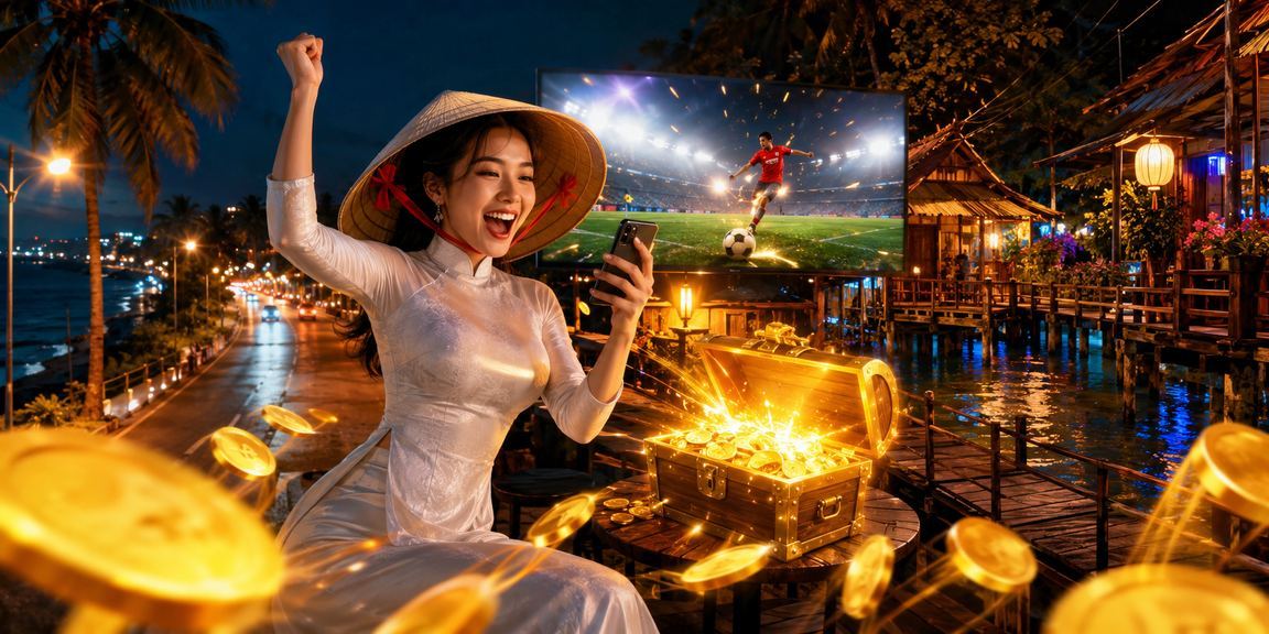 Người phụ nữ đội nón lá tại Mũi Né kiểm tra kết quả xổ số và nhận thưởng hoàn tiền
